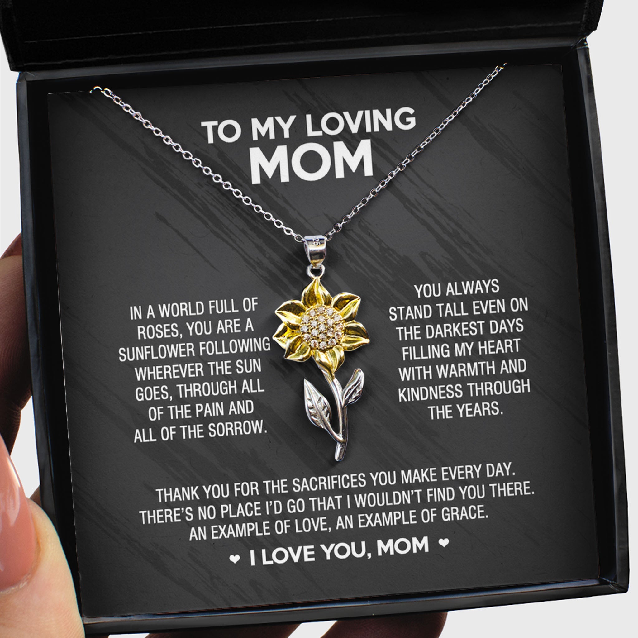 Sunflower Pendant Necklace Gift for Mom- There’s no place I’d go that I wouldn’t find you there