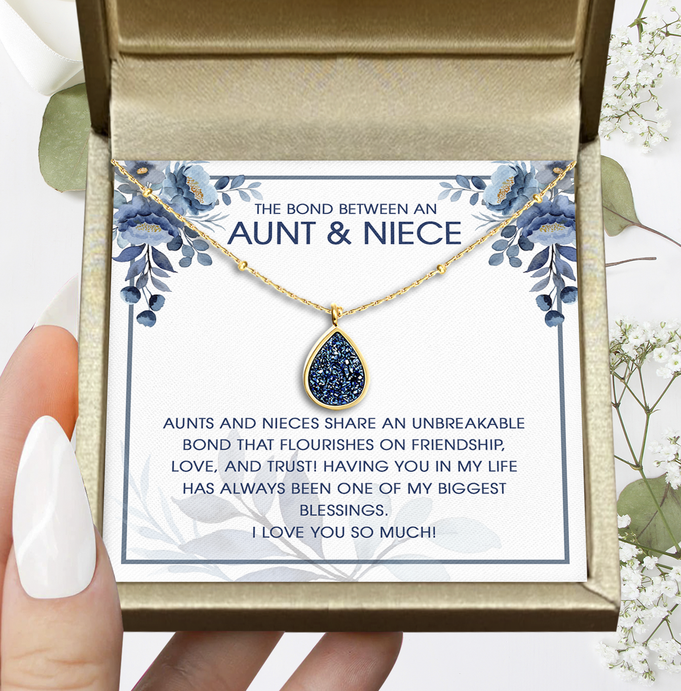 Water Drop Necklace Gift for Mum from Son-Daughter, Mother's Day