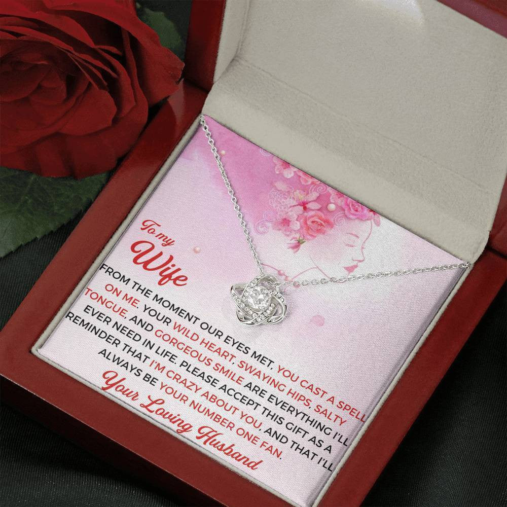 To My Smokin Hot Wife - Thank You Gift - Love Knot Necklace Mothers Day Gift Ideas 2022