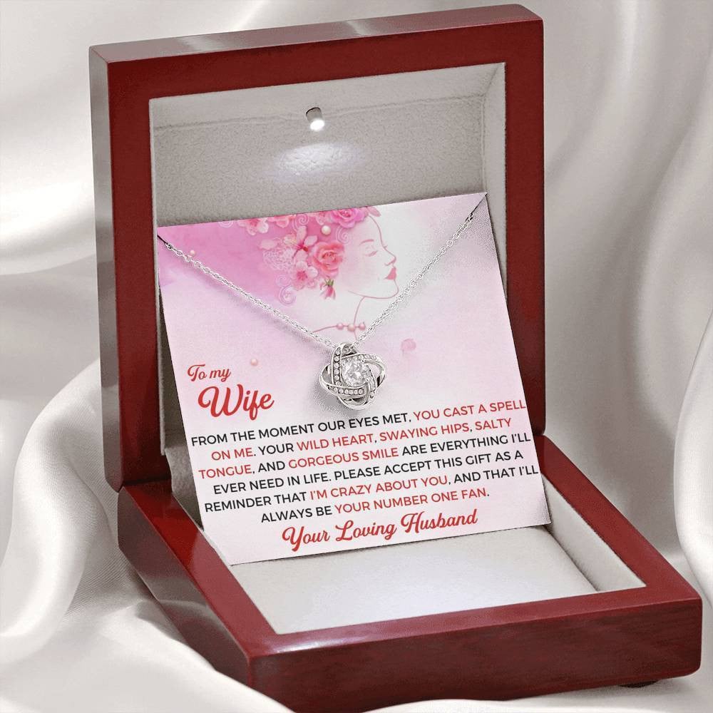 To My Smokin Hot Wife - Thank You Gift - Love Knot Necklace Mothers Day Gift Ideas 2022