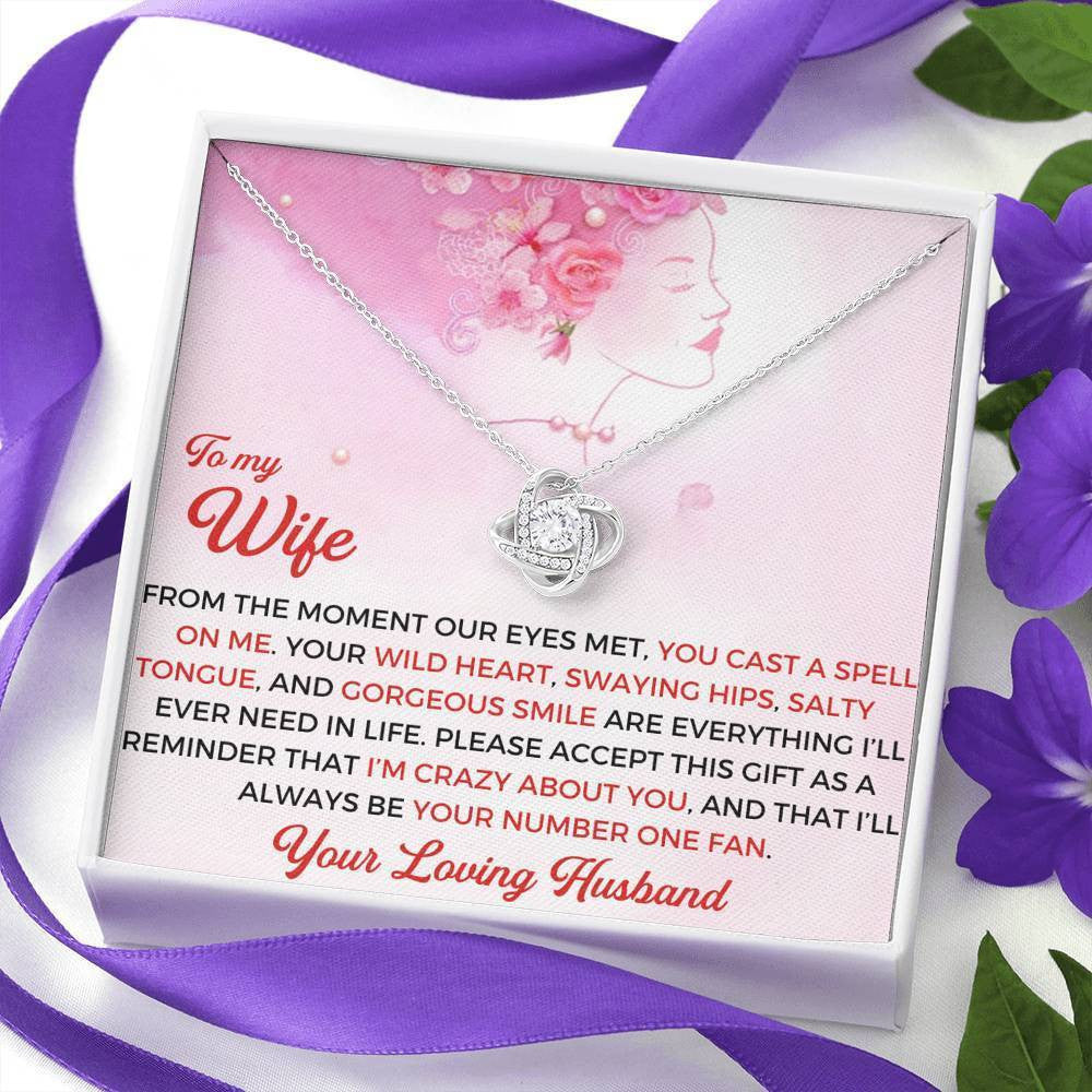 To My Smokin Hot Wife - Thank You Gift - Love Knot Necklace Mothers Day Gift Ideas 2022