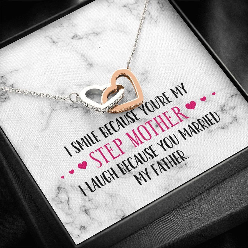 Smile Step Mother - Gift For Step Mother - Interlocking Hearts Necklace Mothers Day Gift IDea