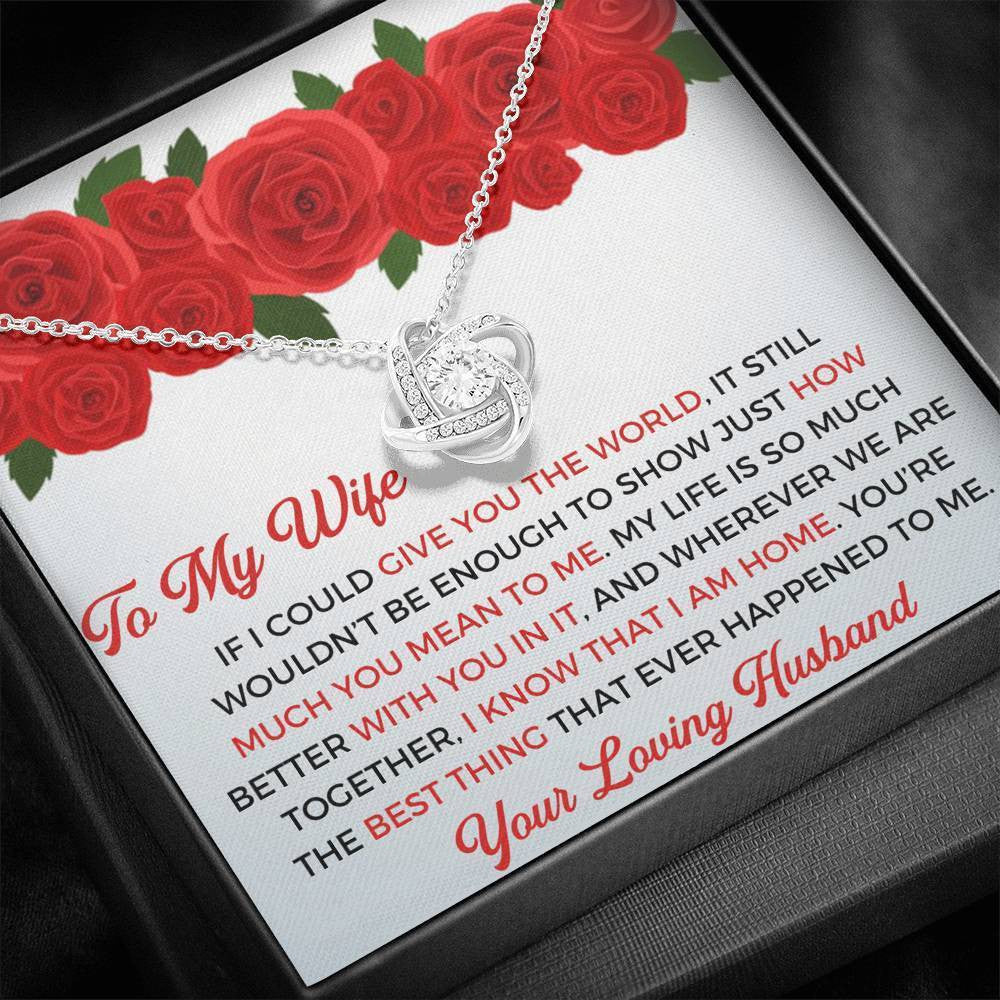 To My Wife - Thank You Gift - Love Knot Necklace Mothers Day Gift Ideas 2022