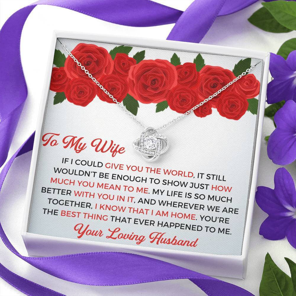 To My Wife - Thank You Gift - Love Knot Necklace Mothers Day Gift Ideas 2022