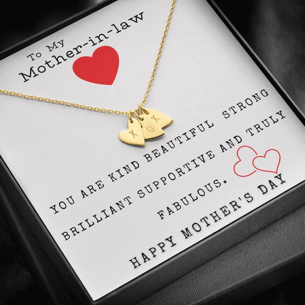 To My Mother In Law You Are Kind Beautiful Strong Brilliant Happy Mother's Day Sweetest Hearts Necklace Mothers Day Gift