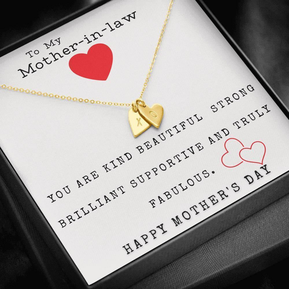 To My Mother In Law You Are Kind Beautiful Strong Brilliant Happy Mother's Day Sweetest Hearts Necklace Mothers Day Gift