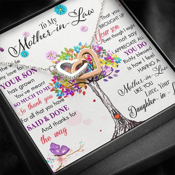 To My Mother In Law Interlock Hearts Necklace Mothers Day Gift For Her