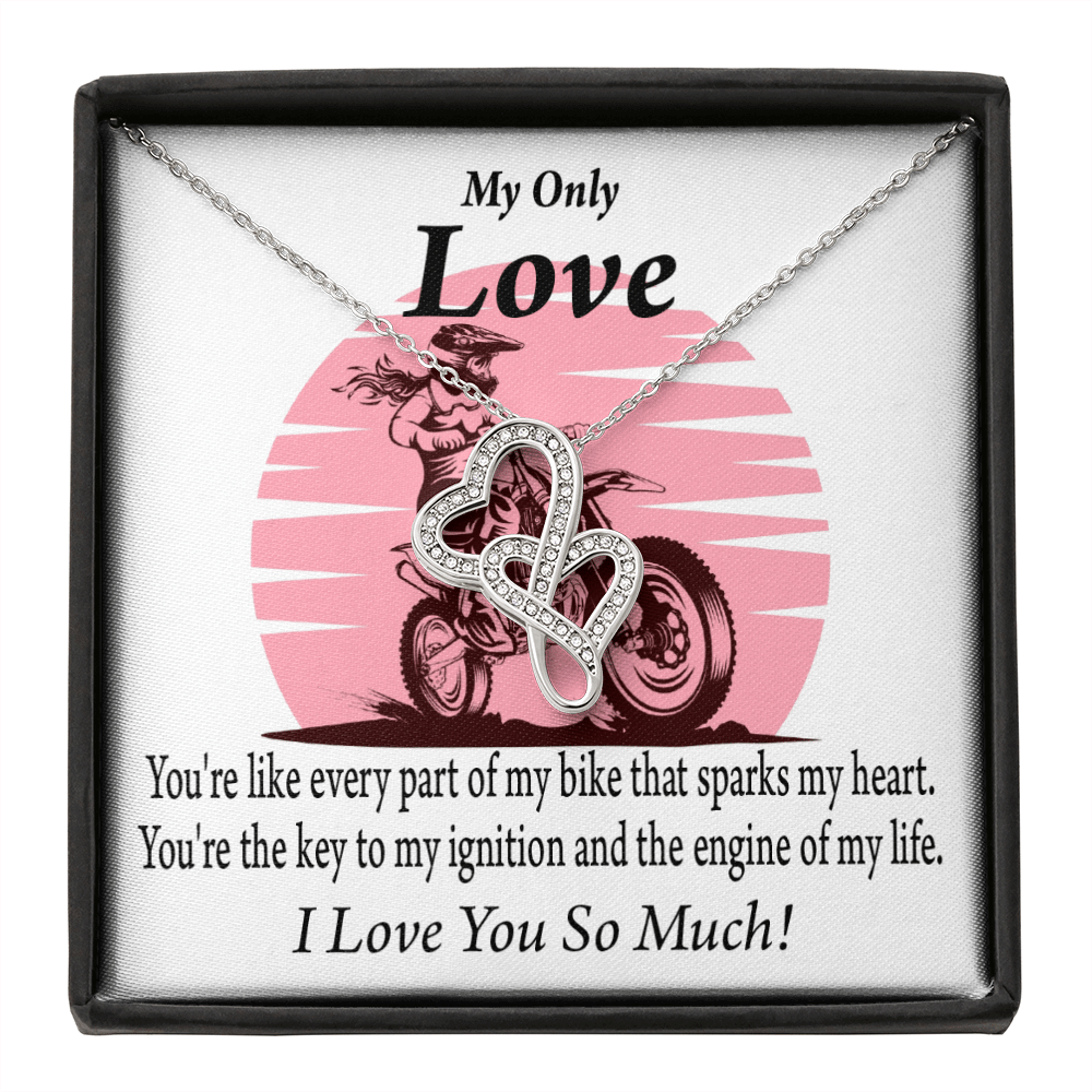 To My Wifeyou Are My Spark Double Hearts Necklace Message Card From Son Daughter Gift Anniversary Birthday Graduation Mothers Day - Double Hearts Necklace