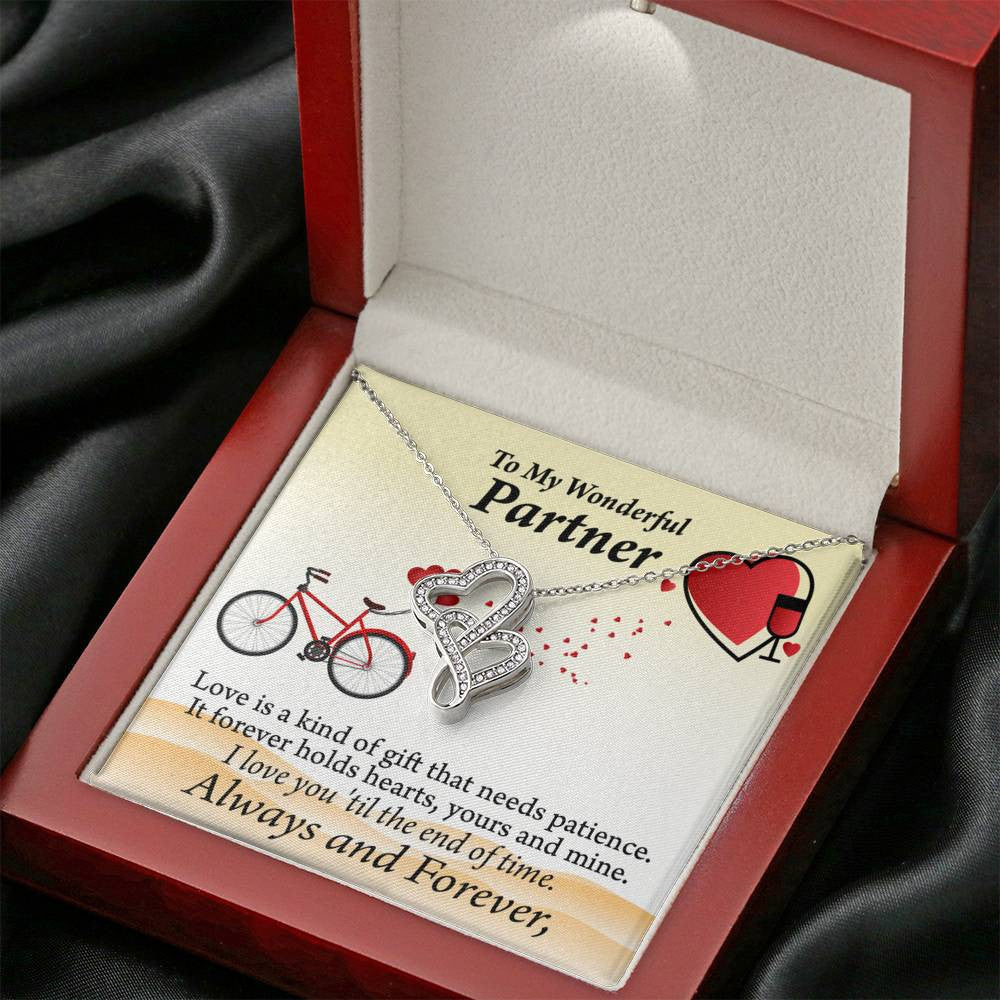 To My Partner Love Is Forever Twin Hearts Necklace Cz Eternal Bond Pendant From Son Daughter Gift Anniversary Birthday Graduation Mothers Day - Double Hearts Necklace