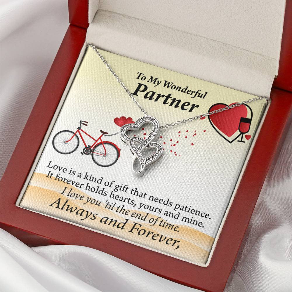 To My Partner Love Is Forever Twin Hearts Necklace Cz Eternal Bond Pendant From Son Daughter Gift Anniversary Birthday Graduation Mothers Day - Double Hearts Necklace