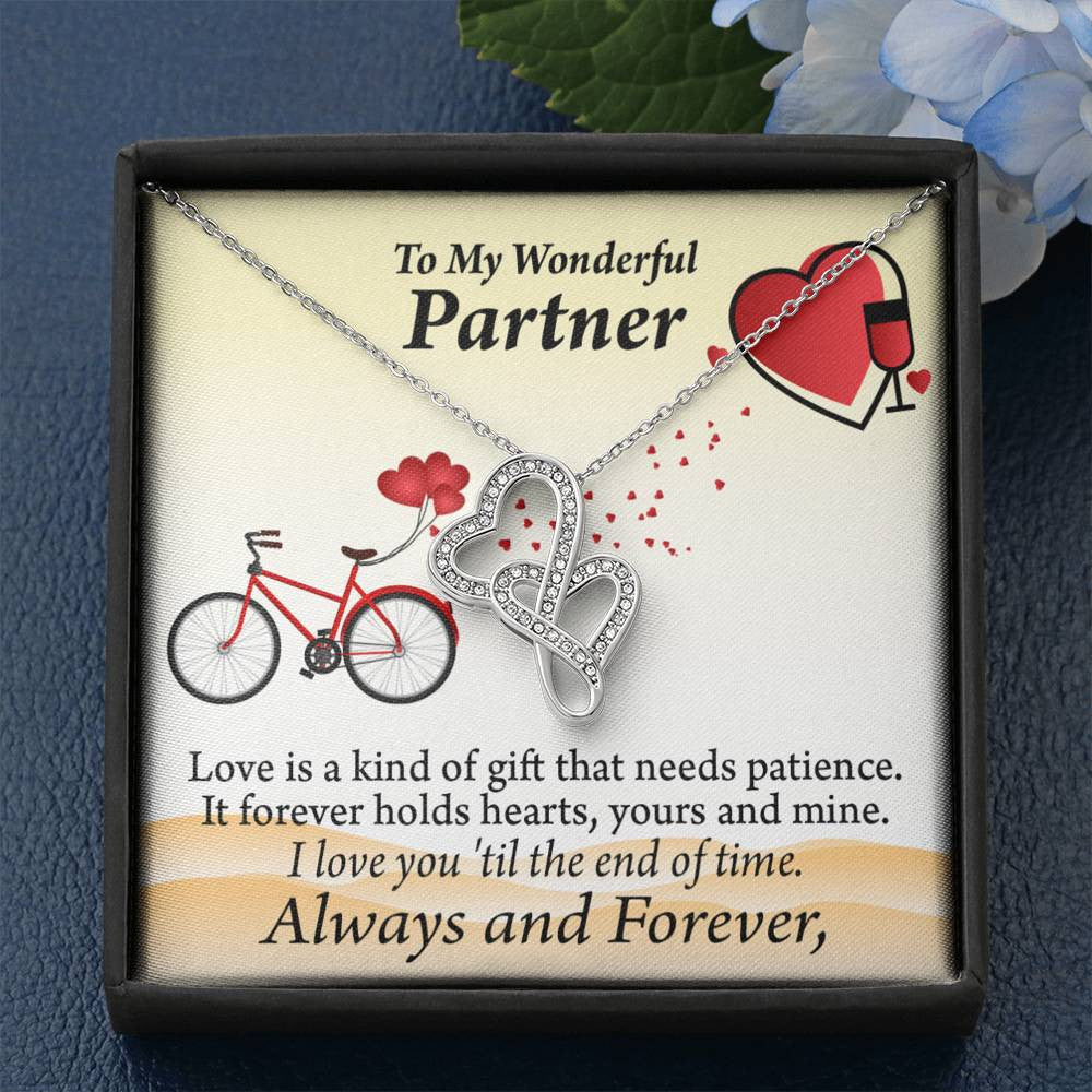To My Partner Love Is Forever Twin Hearts Necklace Cz Eternal Bond Pendant From Son Daughter Gift Anniversary Birthday Graduation Mothers Day - Double Hearts Necklace