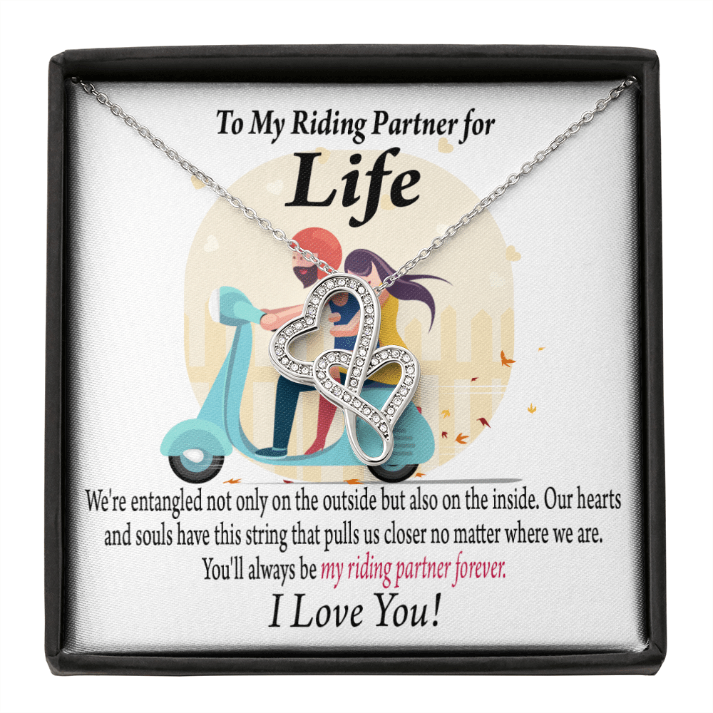To My Wife Pull Me Closer Double Hearts Necklace Message Card From Son Daughter Gift Anniversary Birthday Graduation Mothers Day - Double Hearts Necklace