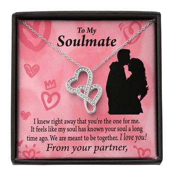To My Partner You Are The One For Me Twin Hearts Necklace Cz Eternal Bond Pendant From Son Daughter Gift Anniversary Birthday Graduation Mothers Day - Double Hearts Necklace