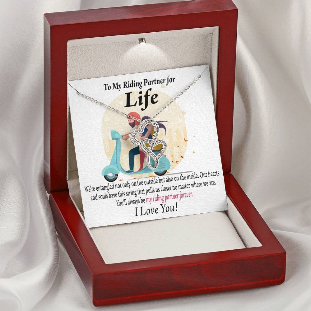 To My Wife Pull Me Closer Double Hearts Necklace Message Card From Son Daughter Gift Anniversary Birthday Graduation Mothers Day - Double Hearts Necklace