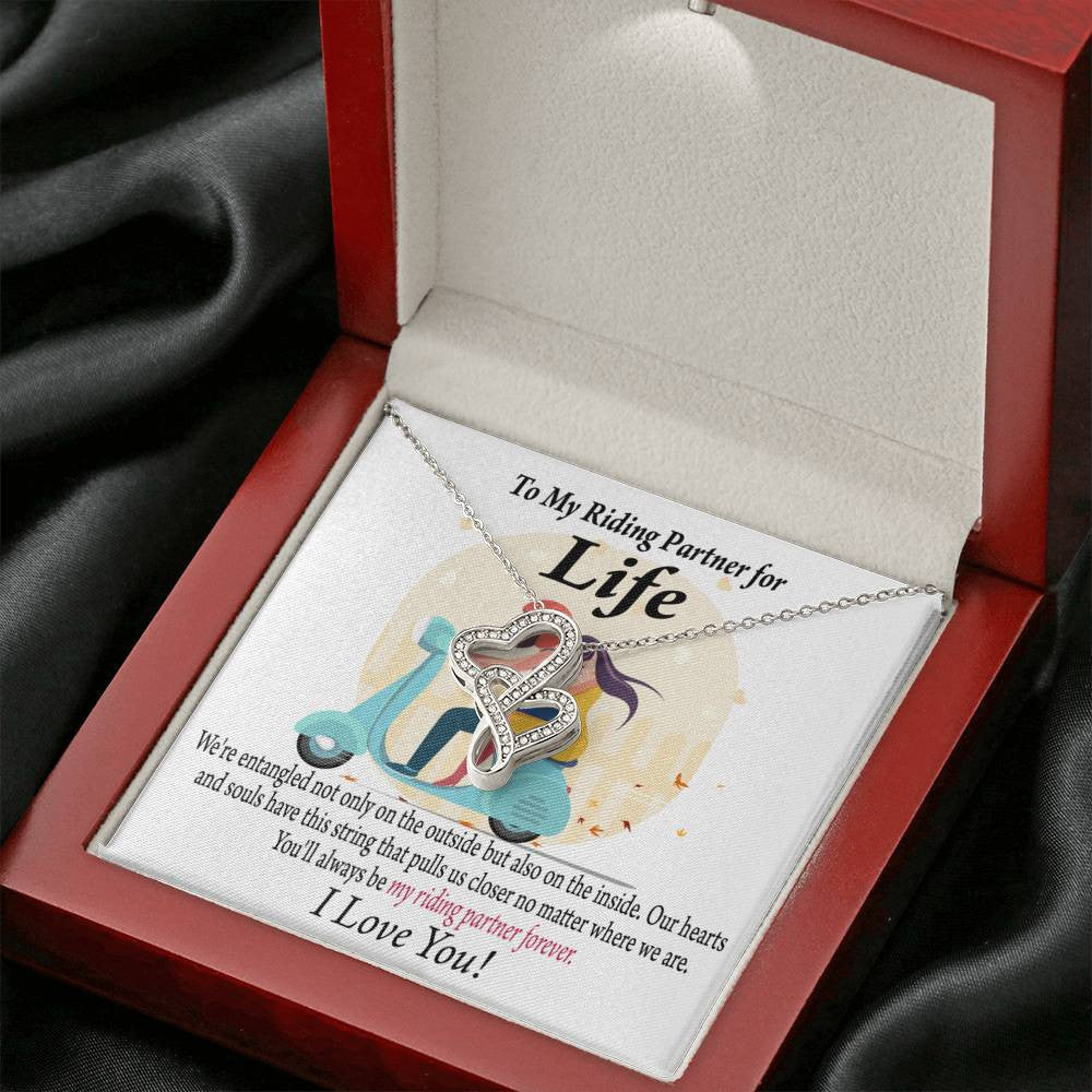 To My Wife Pull Me Closer Double Hearts Necklace Message Card From Son Daughter Gift Anniversary Birthday Graduation Mothers Day - Double Hearts Necklace