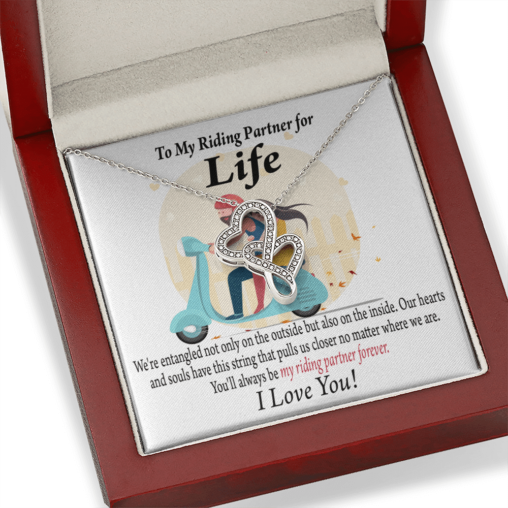 To My Wife Pull Me Closer Double Hearts Necklace Message Card From Son Daughter Gift Anniversary Birthday Graduation Mothers Day - Double Hearts Necklace