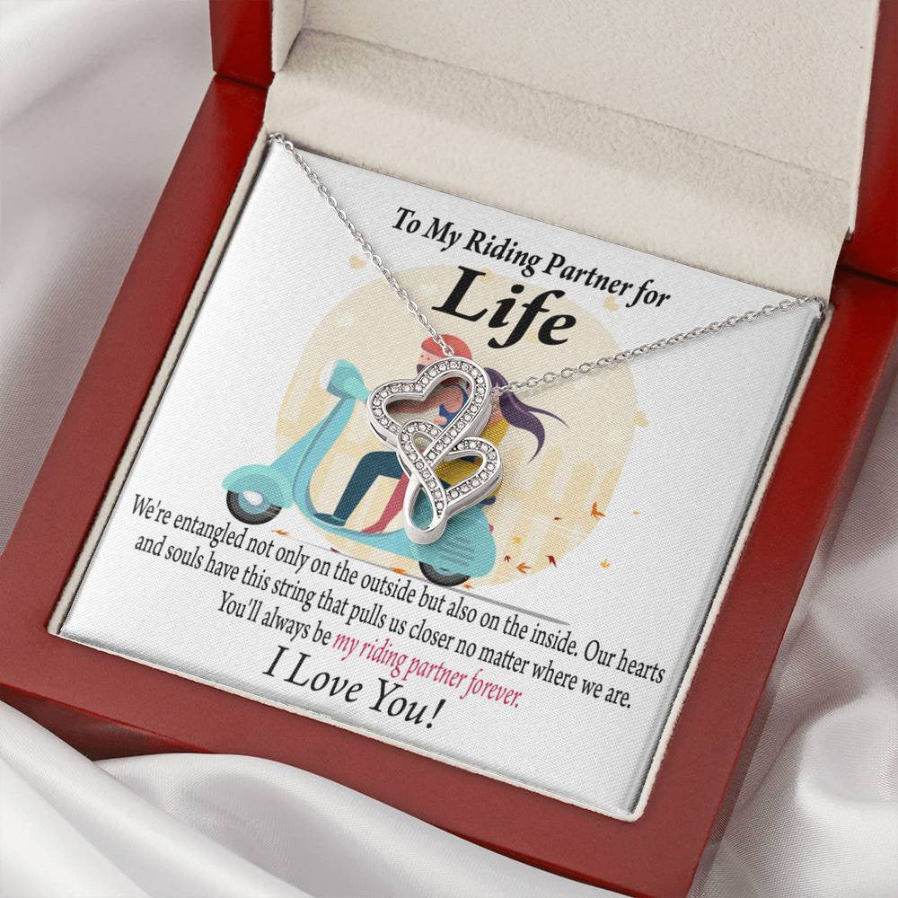 To My Wife Pull Me Closer Double Hearts Necklace Message Card From Son Daughter Gift Anniversary Birthday Graduation Mothers Day - Double Hearts Necklace