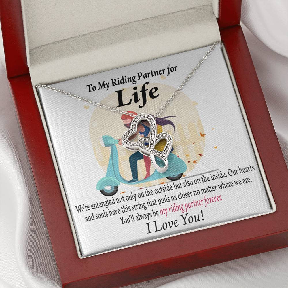 To My Wife Pull Me Closer Double Hearts Necklace Message Card From Son Daughter Gift Anniversary Birthday Graduation Mothers Day - Double Hearts Necklace