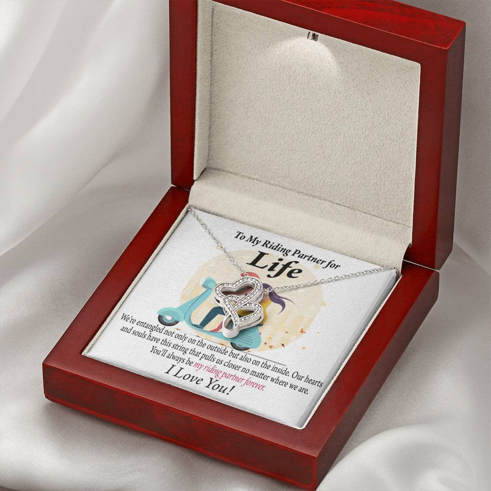 To My Wife Pull Me Closer Double Hearts Necklace Message Card From Son Daughter Gift Anniversary Birthday Graduation Mothers Day - Double Hearts Necklace