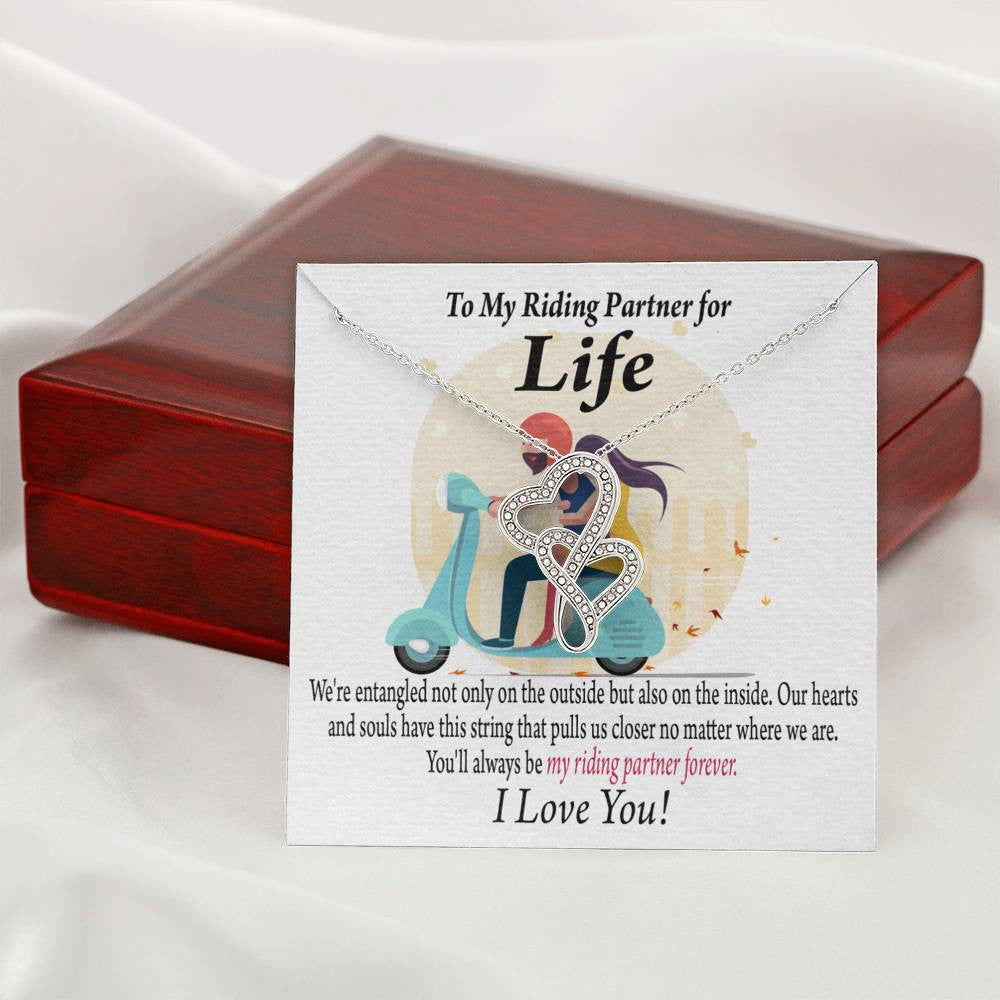 To My Wife Pull Me Closer Double Hearts Necklace Message Card From Son Daughter Gift Anniversary Birthday Graduation Mothers Day - Double Hearts Necklace