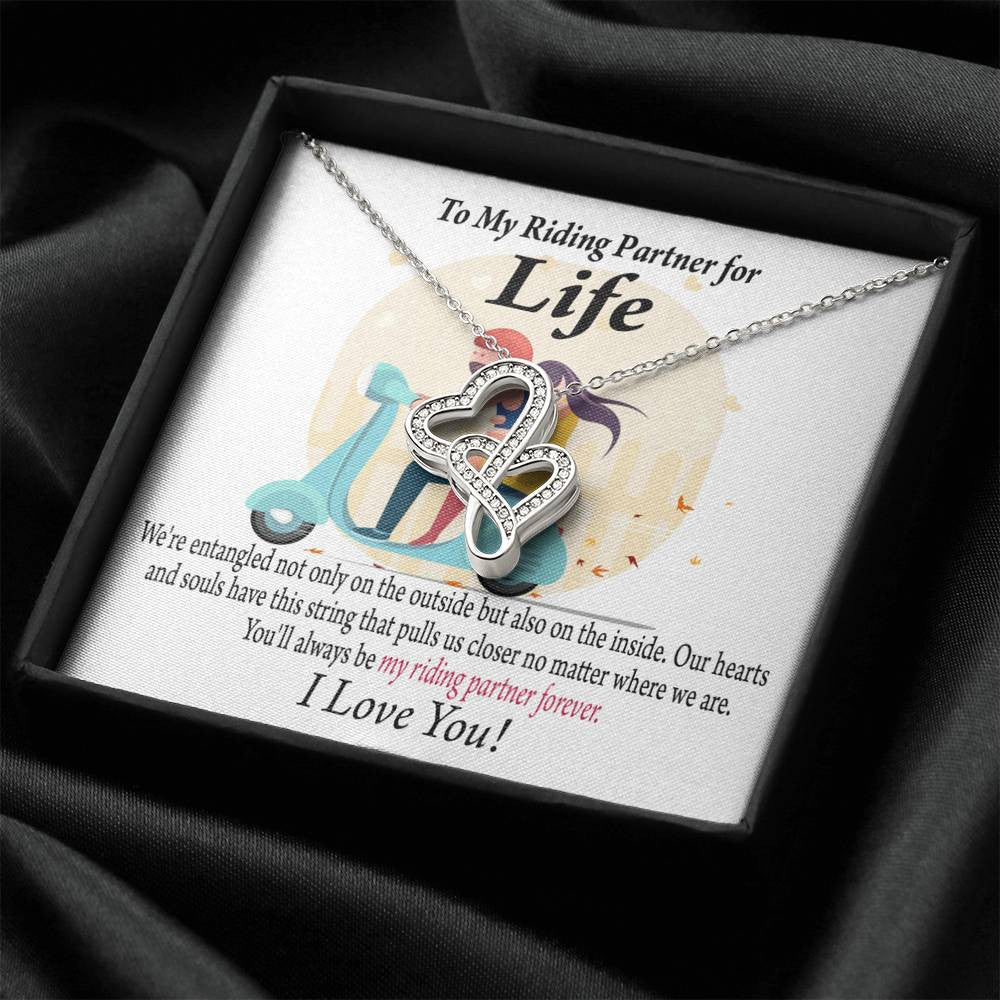 To My Wife Pull Me Closer Double Hearts Necklace Message Card From Son Daughter Gift Anniversary Birthday Graduation Mothers Day - Double Hearts Necklace