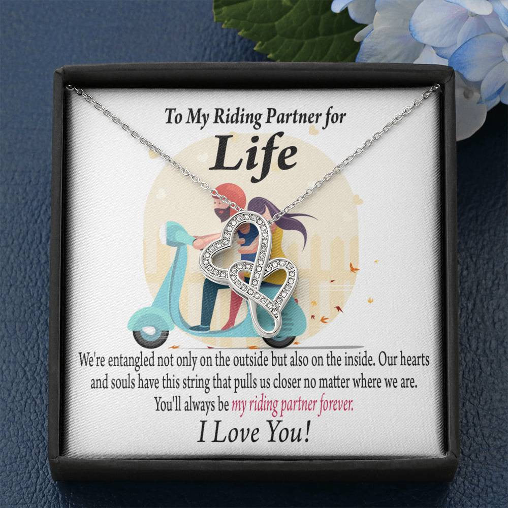 To My Wife Pull Me Closer Double Hearts Necklace Message Card From Son Daughter Gift Anniversary Birthday Graduation Mothers Day - Double Hearts Necklace