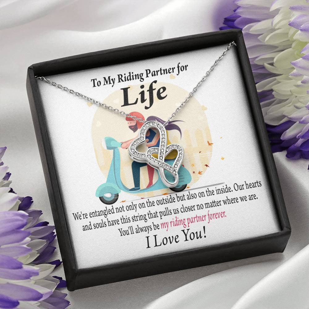 To My Wife Pull Me Closer Double Hearts Necklace Message Card From Son Daughter Gift Anniversary Birthday Graduation Mothers Day - Double Hearts Necklace