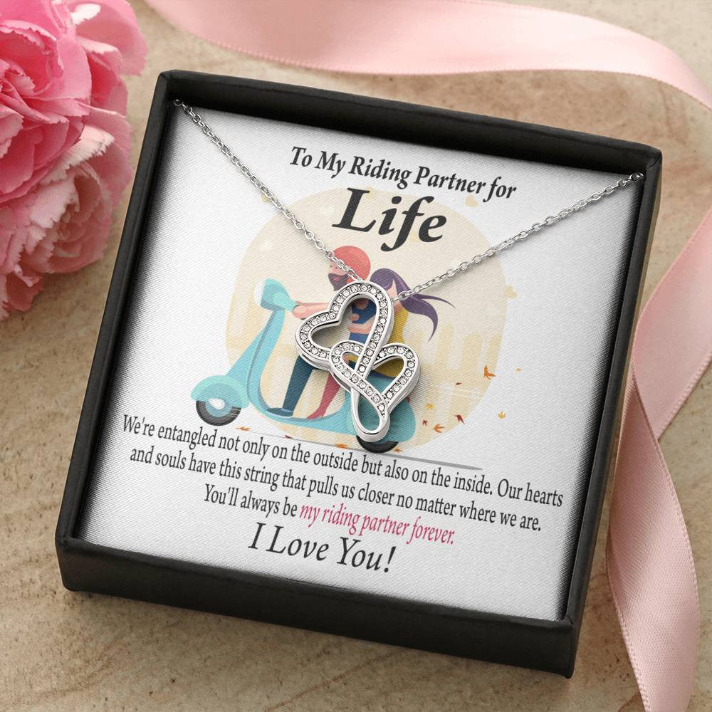 To My Wife Pull Me Closer Double Hearts Necklace Message Card From Son Daughter Gift Anniversary Birthday Graduation Mothers Day - Double Hearts Necklace