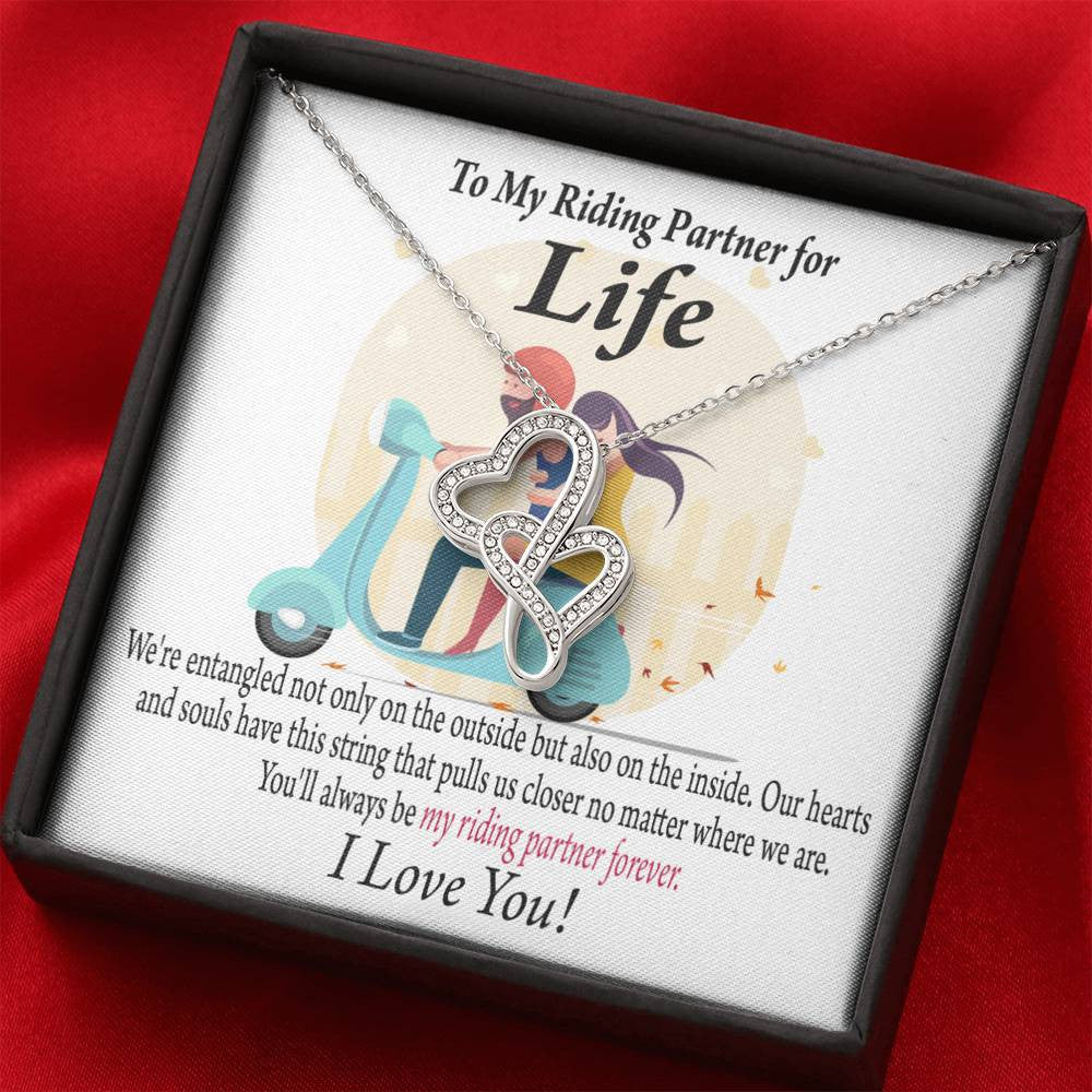 To My Wife Pull Me Closer Double Hearts Necklace Message Card From Son Daughter Gift Anniversary Birthday Graduation Mothers Day - Double Hearts Necklace