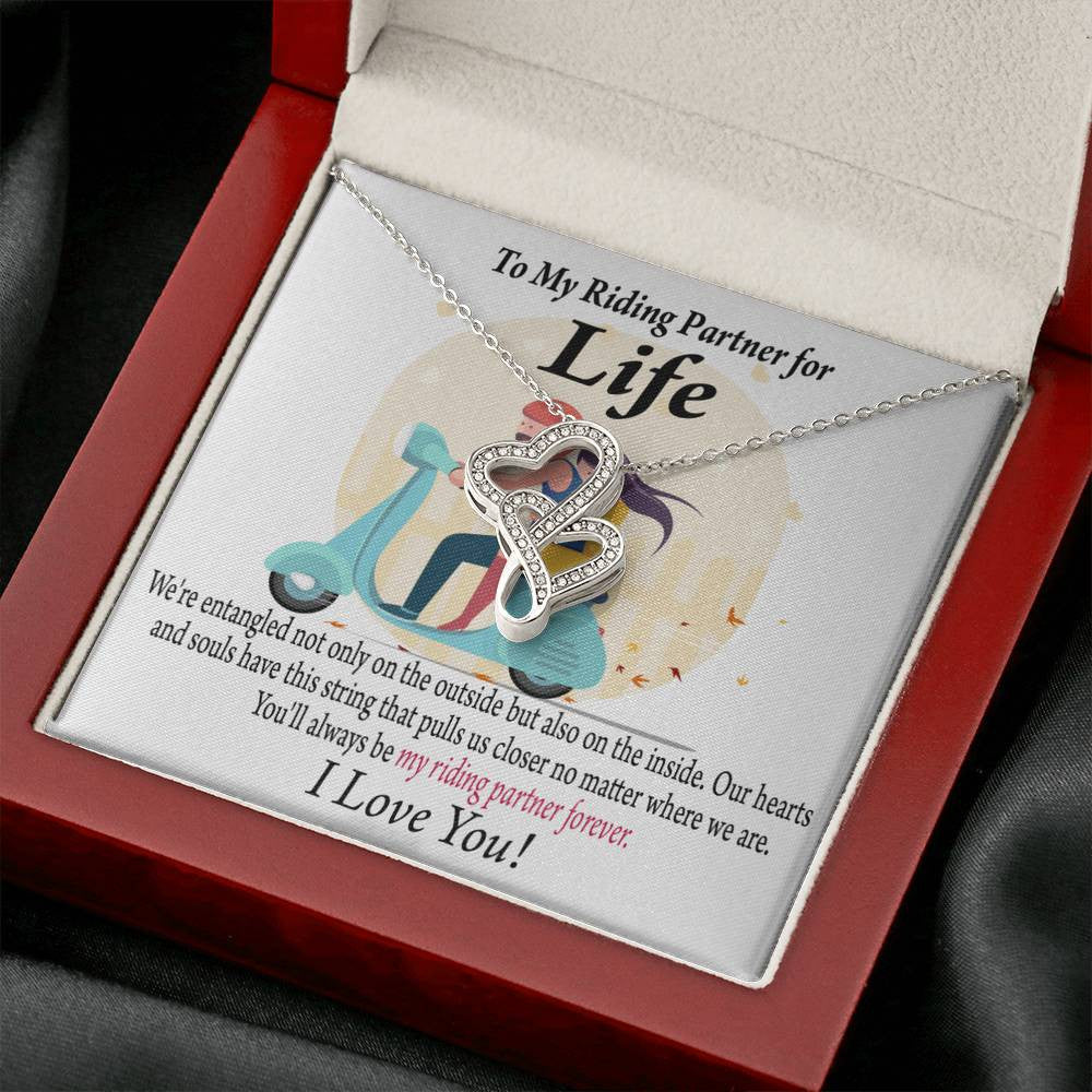 To My Wife Pull Me Closer Double Hearts Necklace Message Card From Son Daughter Gift Anniversary Birthday Graduation Mothers Day - Double Hearts Necklace