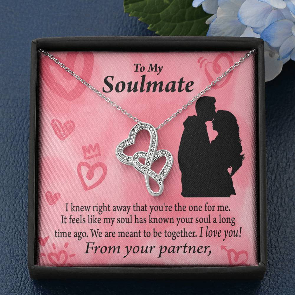 To My Partner You Are The One For Me Twin Hearts Necklace Cz Eternal Bond Pendant From Son Daughter Gift Anniversary Birthday Graduation Mothers Day - Double Hearts Necklace