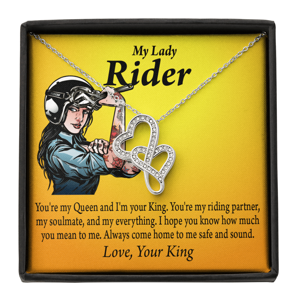 To My Wife Girlfriend Always Come Home To Me Double Hearts Necklace Message Card From Son Daughter Gift Anniversary Birthday Graduation Mothers Day - Double Hearts Necklace