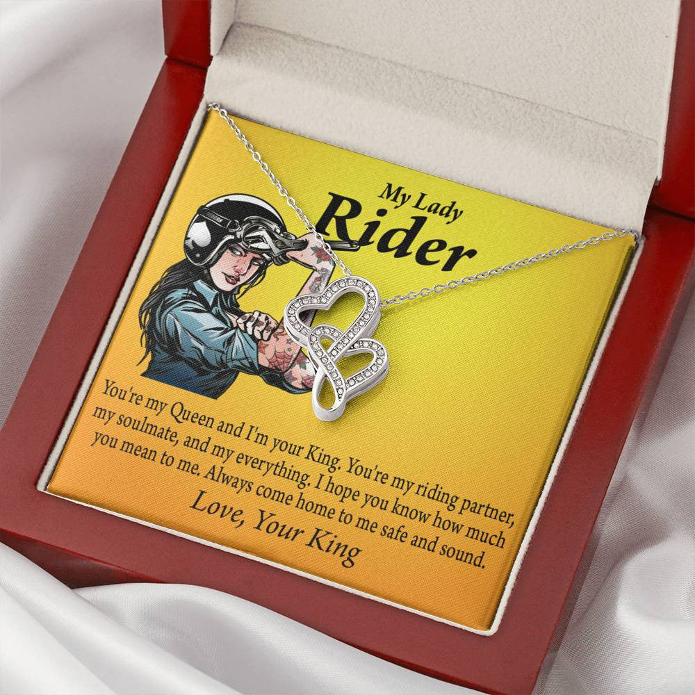 To My Wife Girlfriend Always Come Home To Me Double Hearts Necklace Message Card From Son Daughter Gift Anniversary Birthday Graduation Mothers Day - Double Hearts Necklace