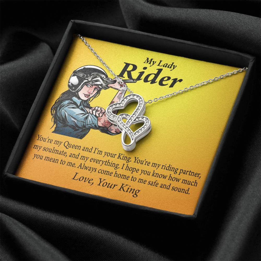 To My Wife Girlfriend Always Come Home To Me Double Hearts Necklace Message Card From Son Daughter Gift Anniversary Birthday Graduation Mothers Day - Double Hearts Necklace