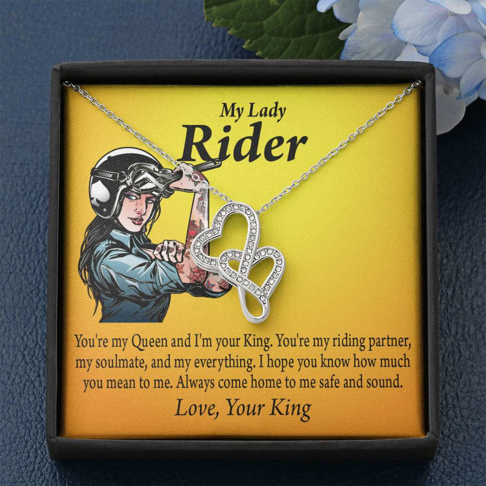 To My Wife Girlfriend Always Come Home To Me Double Hearts Necklace Message Card From Son Daughter Gift Anniversary Birthday Graduation Mothers Day - Double Hearts Necklace