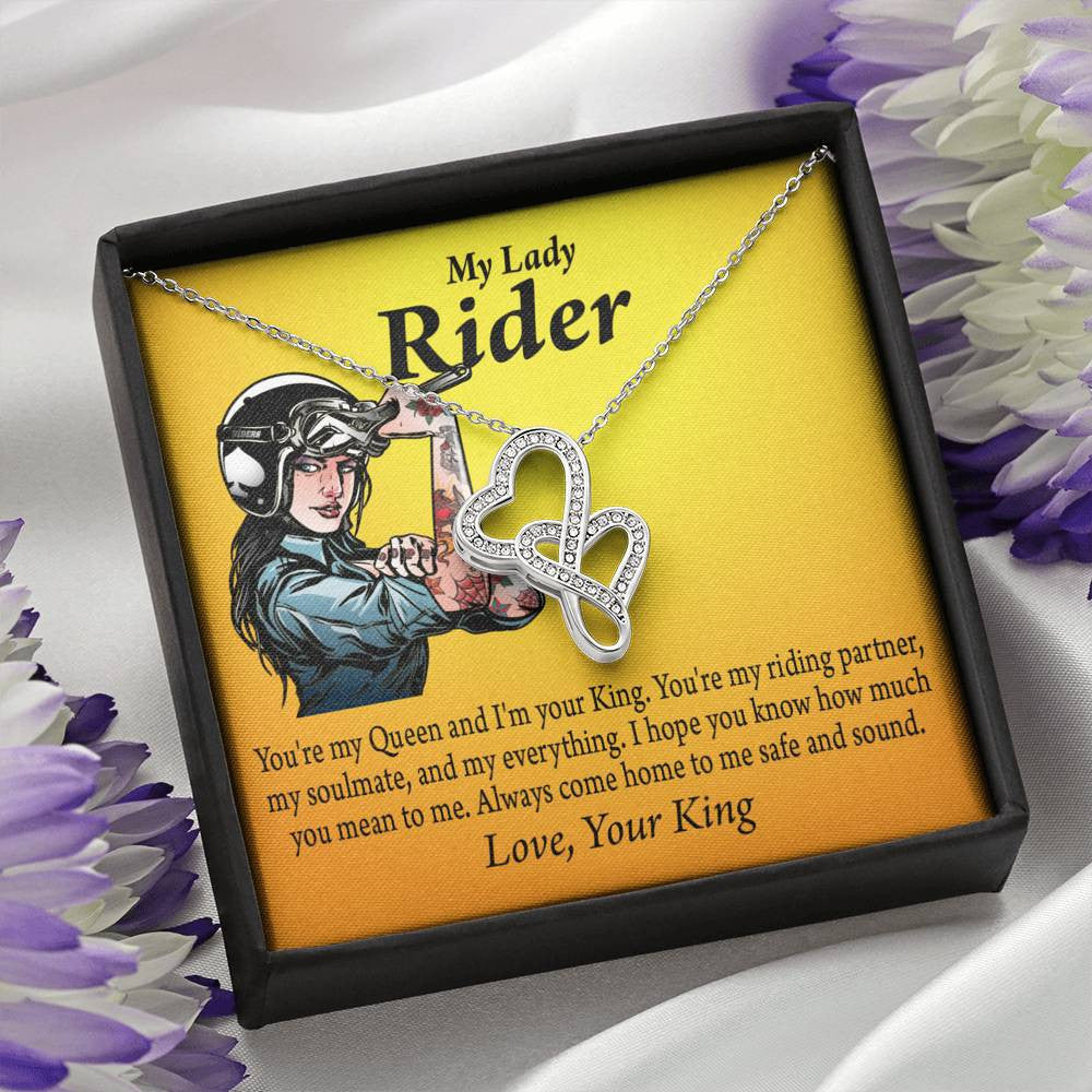 To My Wife Girlfriend Always Come Home To Me Double Hearts Necklace Message Card From Son Daughter Gift Anniversary Birthday Graduation Mothers Day - Double Hearts Necklace