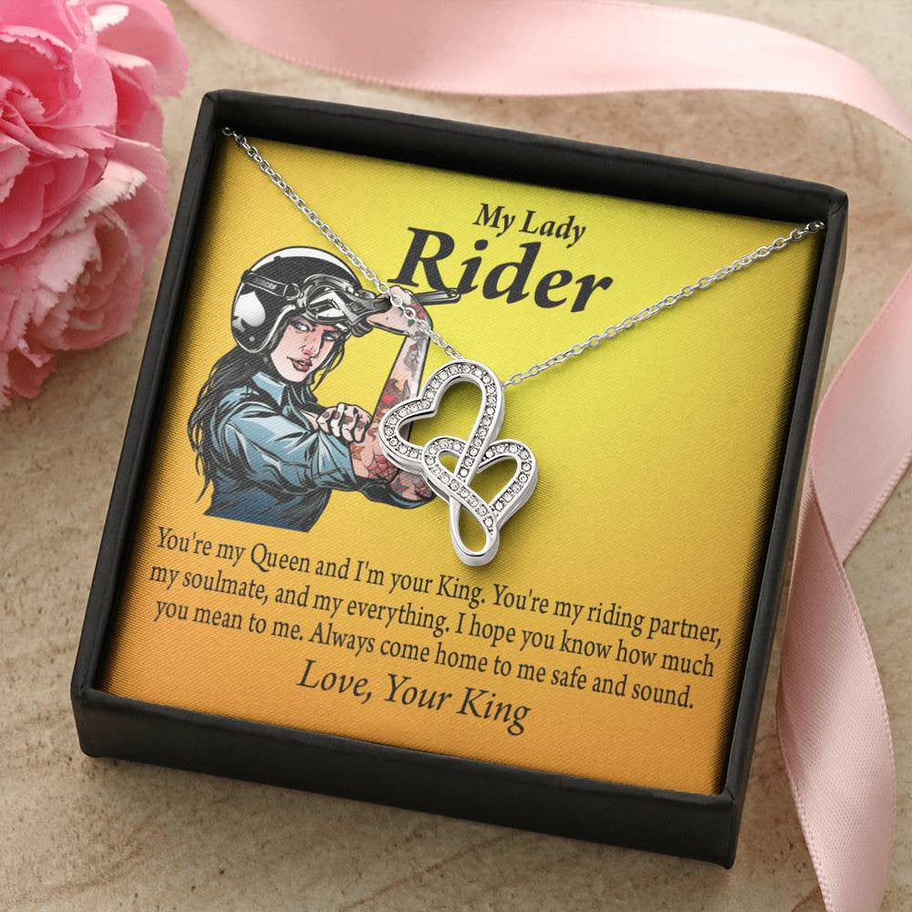 To My Wife Girlfriend Always Come Home To Me Double Hearts Necklace Message Card From Son Daughter Gift Anniversary Birthday Graduation Mothers Day - Double Hearts Necklace