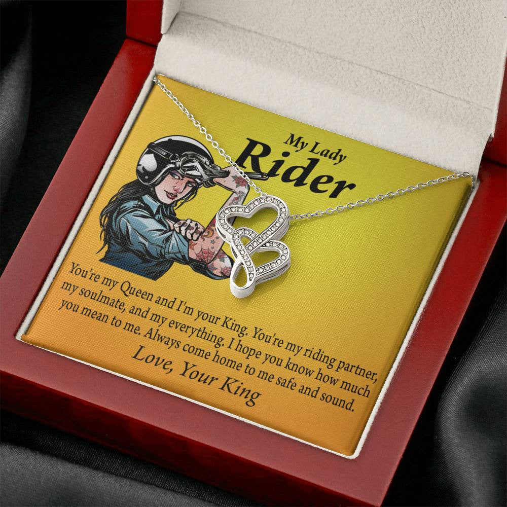 To My Wife Girlfriend Always Come Home To Me Double Hearts Necklace Message Card From Son Daughter Gift Anniversary Birthday Graduation Mothers Day - Double Hearts Necklace