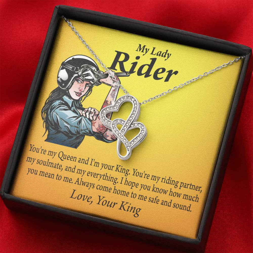 To My Wife Girlfriend Always Come Home To Me Double Hearts Necklace Message Card From Son Daughter Gift Anniversary Birthday Graduation Mothers Day - Double Hearts Necklace