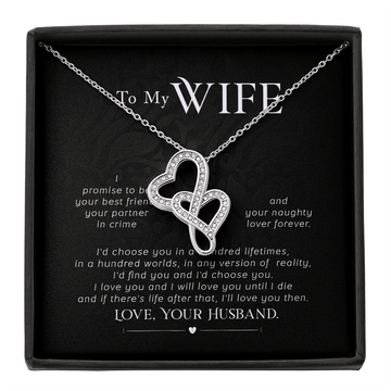 To My Wife I Promise Twin Hearts Necklace Cz Eternal Bond Pendant From Son Daughter Gift Anniversary Birthday Graduation Mothers Day - Double Hearts Necklace