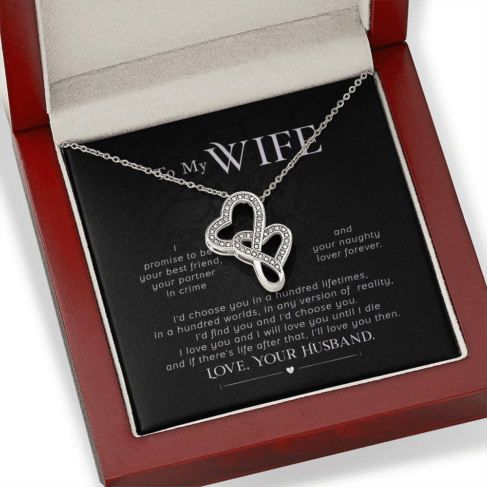 To My Wife I Promise Twin Hearts Necklace Cz Eternal Bond Pendant From Son Daughter Gift Anniversary Birthday Graduation Mothers Day - Double Hearts Necklace