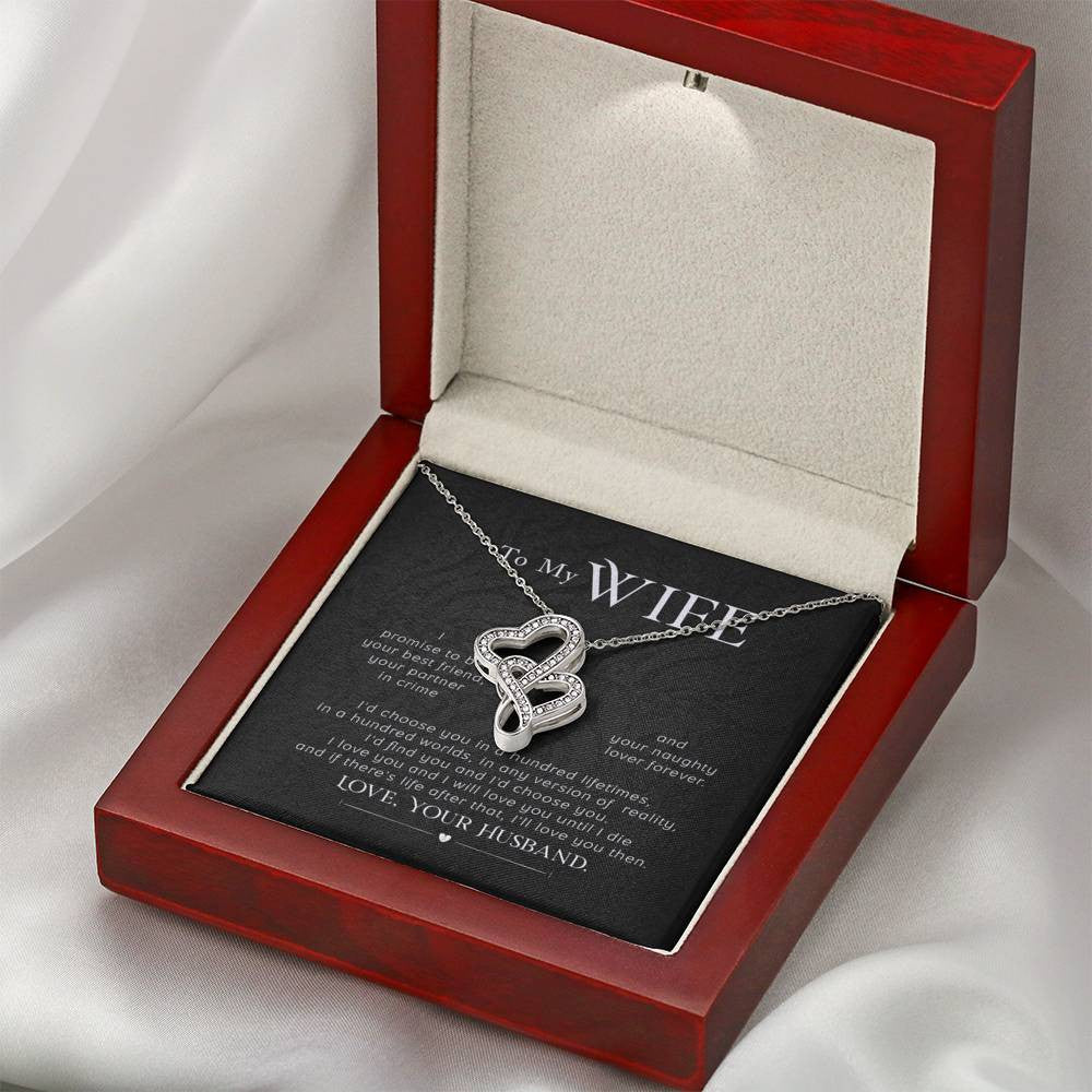 To My Wife I Promise Twin Hearts Necklace Cz Eternal Bond Pendant From Son Daughter Gift Anniversary Birthday Graduation Mothers Day - Double Hearts Necklace