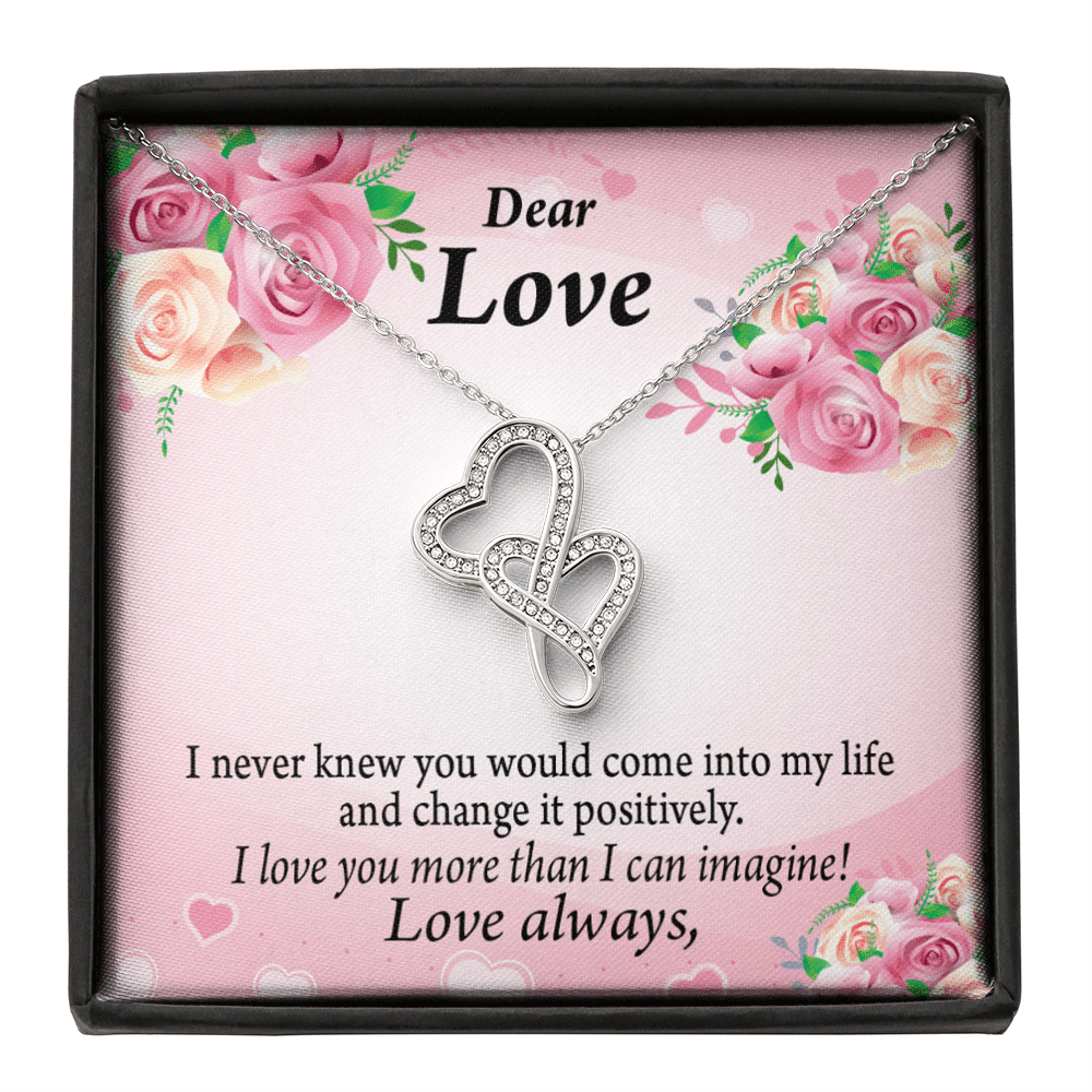 To My Partner My Words To You Twin Hearts Necklace Cz Eternal Bond Pendant From Son Daughter Gift Anniversary Birthday Graduation Mothers Day - Double Hearts Necklace