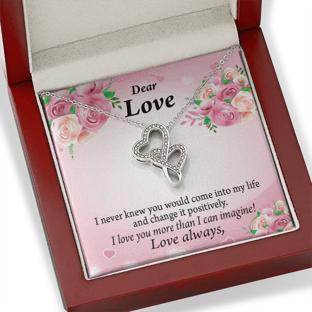 To My Partner My Words To You Twin Hearts Necklace Cz Eternal Bond Pendant From Son Daughter Gift Anniversary Birthday Graduation Mothers Day - Double Hearts Necklace