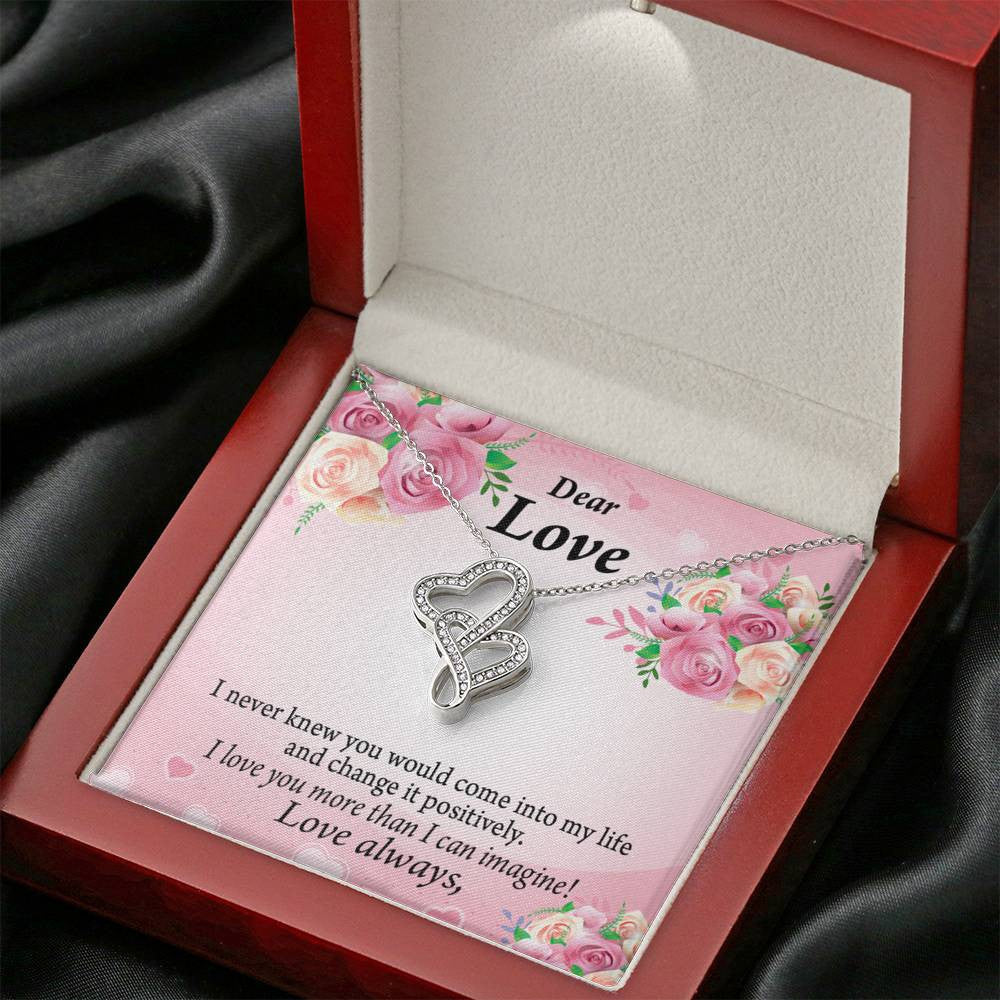 To My Partner My Words To You Twin Hearts Necklace Cz Eternal Bond Pendant From Son Daughter Gift Anniversary Birthday Graduation Mothers Day - Double Hearts Necklace