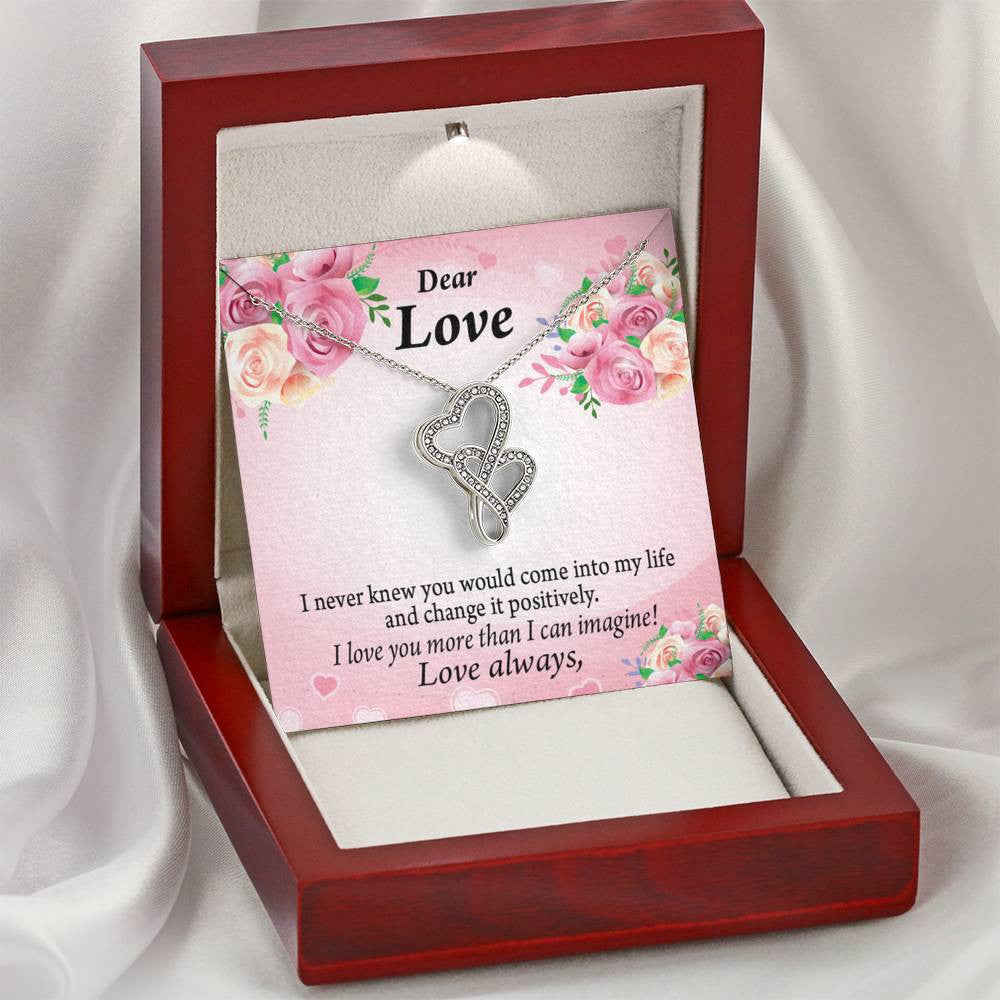To My Partner My Words To You Twin Hearts Necklace Cz Eternal Bond Pendant From Son Daughter Gift Anniversary Birthday Graduation Mothers Day - Double Hearts Necklace