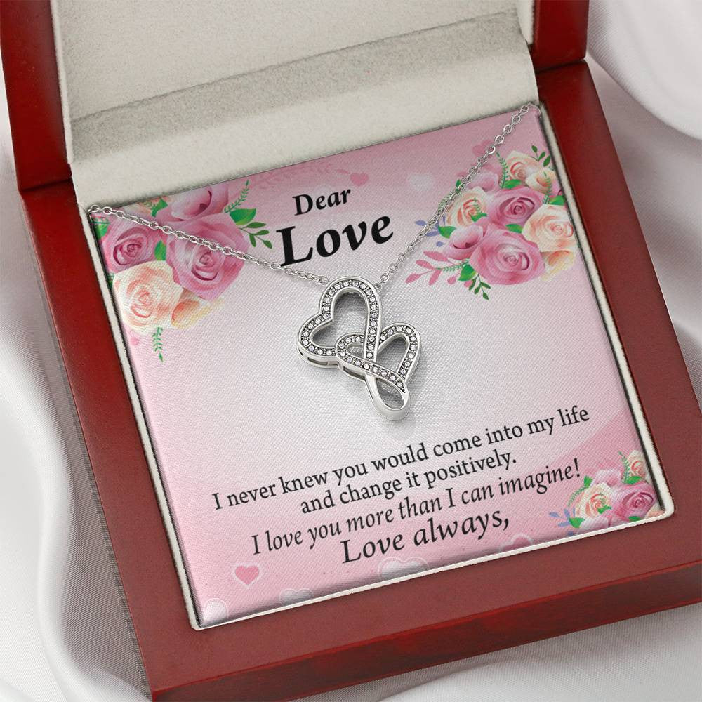 To My Partner My Words To You Twin Hearts Necklace Cz Eternal Bond Pendant From Son Daughter Gift Anniversary Birthday Graduation Mothers Day - Double Hearts Necklace