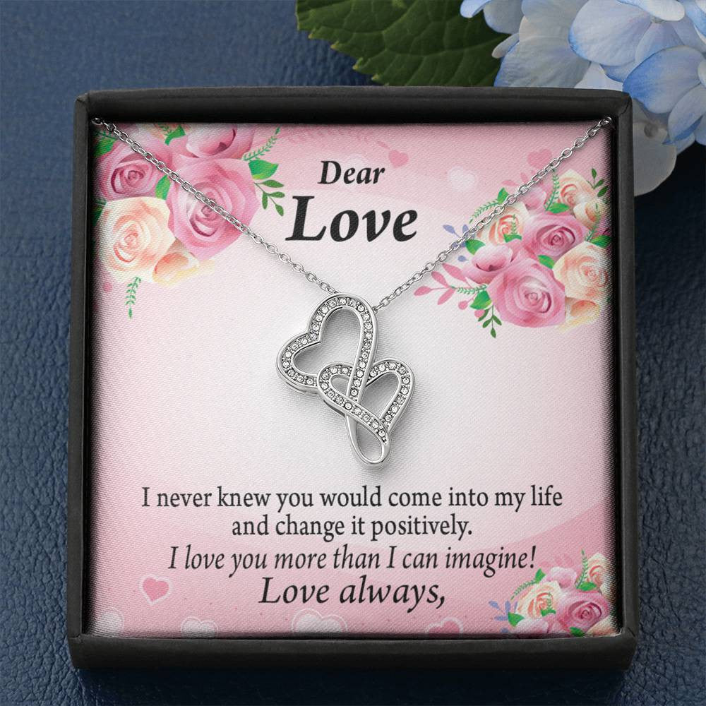 To My Partner My Words To You Twin Hearts Necklace Cz Eternal Bond Pendant From Son Daughter Gift Anniversary Birthday Graduation Mothers Day - Double Hearts Necklace