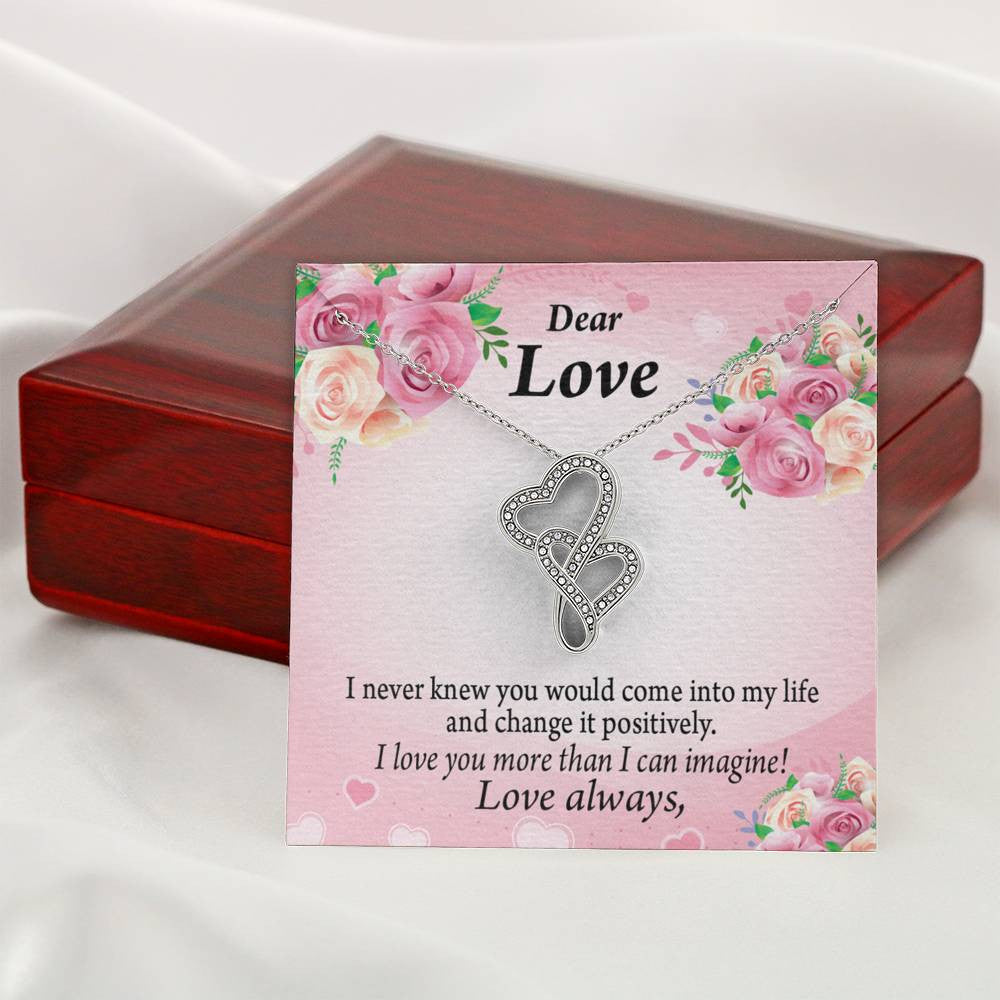 To My Partner My Words To You Twin Hearts Necklace Cz Eternal Bond Pendant From Son Daughter Gift Anniversary Birthday Graduation Mothers Day - Double Hearts Necklace