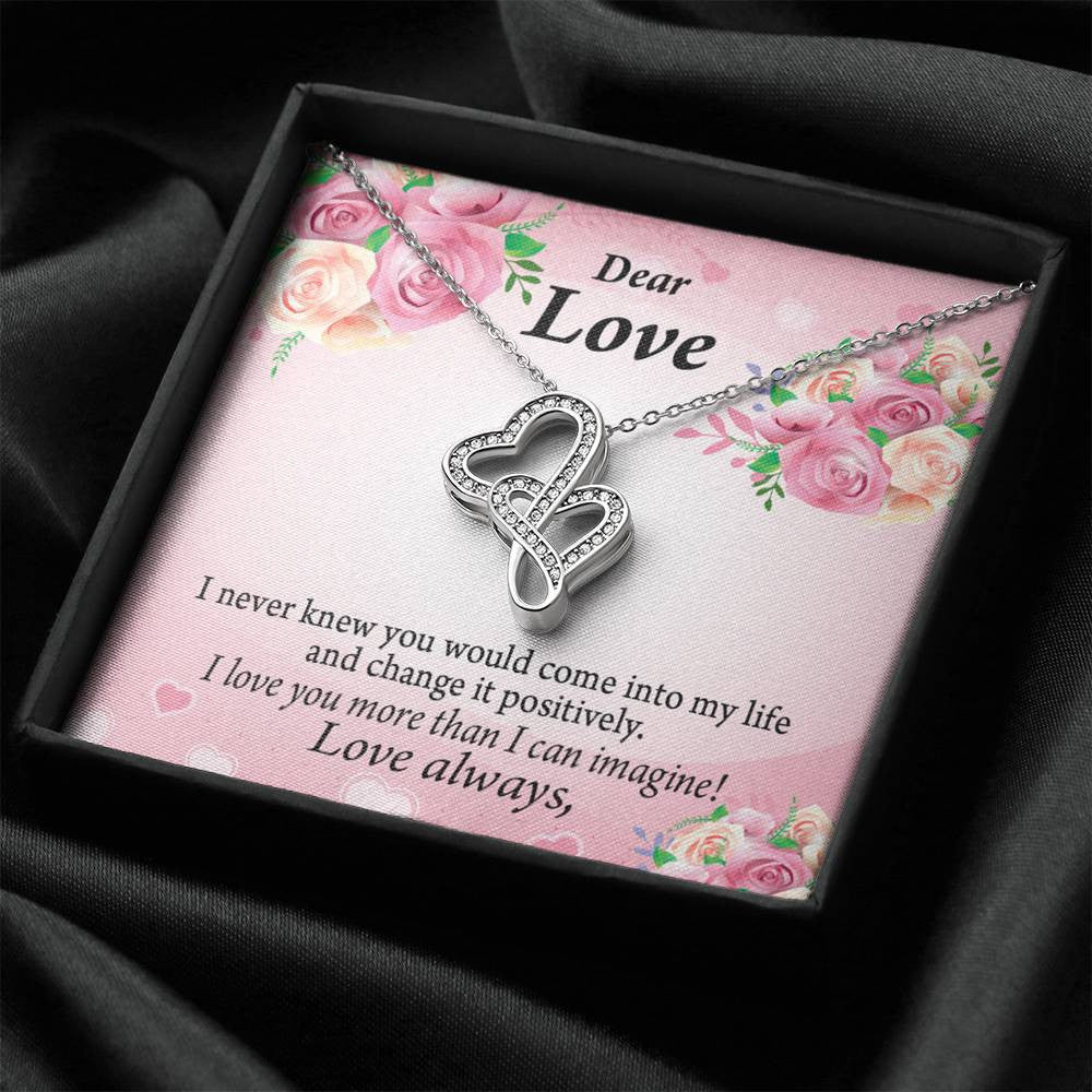 To My Partner My Words To You Twin Hearts Necklace Cz Eternal Bond Pendant From Son Daughter Gift Anniversary Birthday Graduation Mothers Day - Double Hearts Necklace